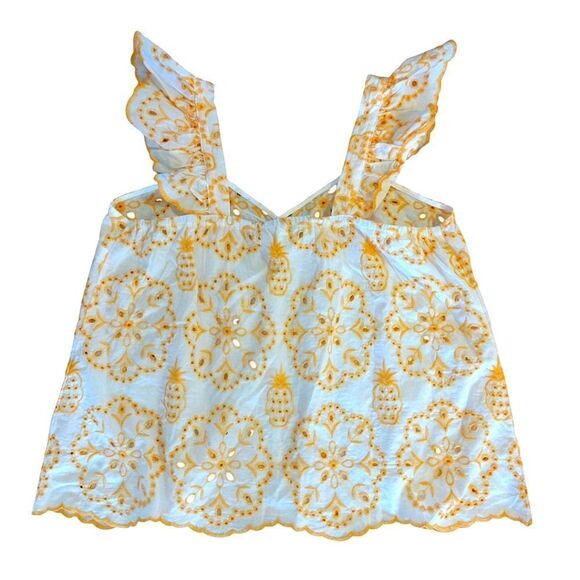 Cato Orange Floral Embroidered Eyelet Scallop Tank Large NWOT - Picture 7 of 12